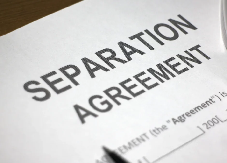 A separation agreement in Ontario on a lawyers desk