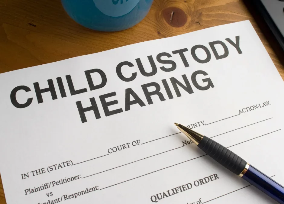 Documents of child custody in Ontario on a desk