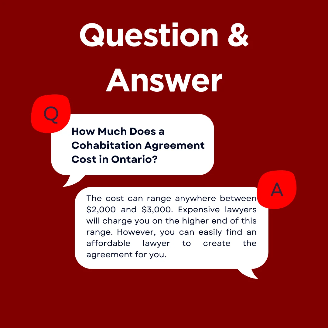 An answer post on the cost of a cohabitation agreement in Ontario