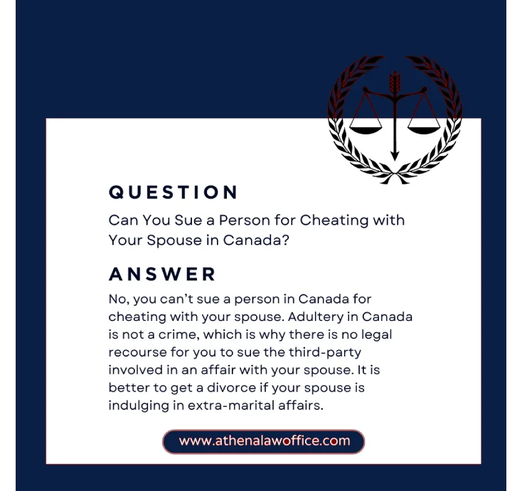 A post answering if you can sue a person for cheating with your spouse in Canada
